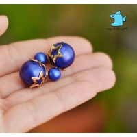 Серьги "Mise en Dior". Золотые звезды. Цвет ночное небо. Sale